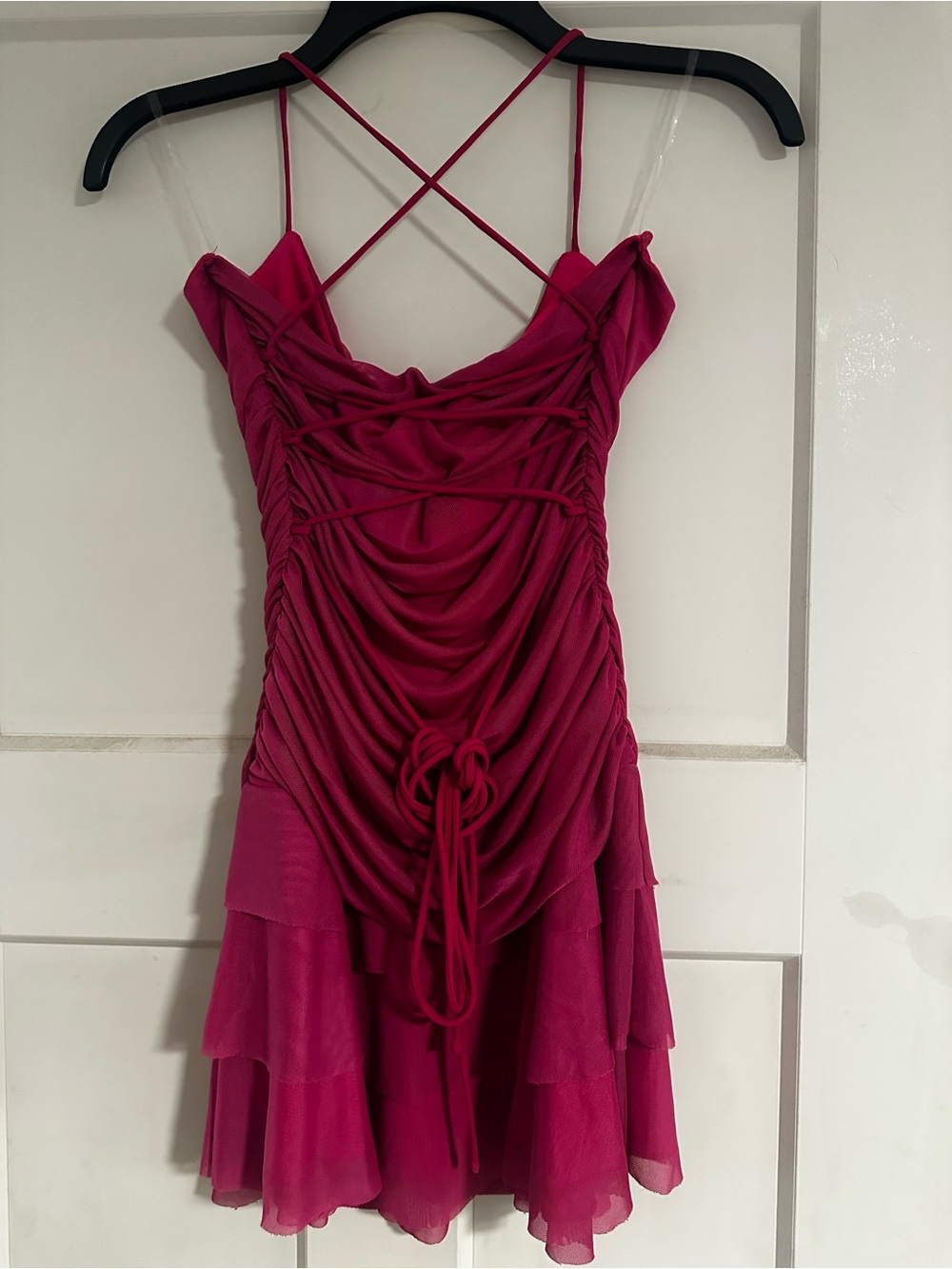 Peppermayo Hot Pink Ruched Cowl Strappy Mini Dress - Picture 6 of 8